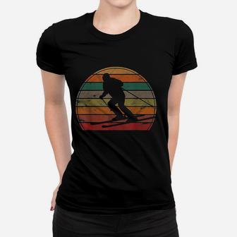 Retro Skier Sunset Skiing Gift Winter Sport Ski Women T-shirt | Crazezy AU