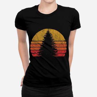 Retro Sun Minimalist Pine Tree Design - Graphic 80'S Women T-shirt | Crazezy CA