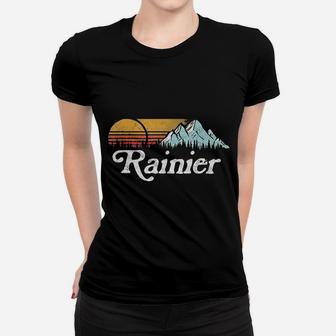Retro Vibe Mount Rainier Vintage Mountains Sun Women T-shirt | Crazezy