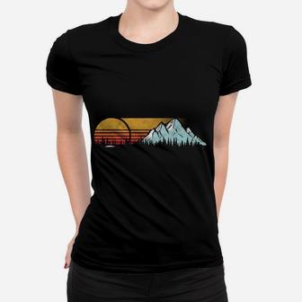 Retro Vibe Oregon Hoodie - Vintage Mountains & Sun Women T-shirt | Crazezy