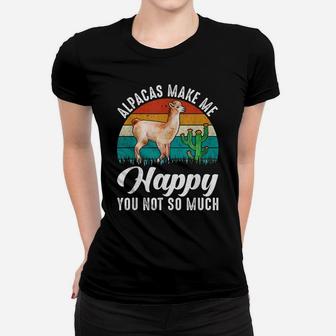 Retro Vintage Alpaca Makes More Happy - Funny Llama Lover Women T-shirt | Crazezy AU