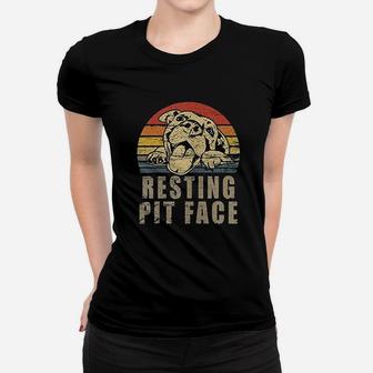 Retro Vintage Resting Pit Face Pitbull Women T-shirt | Crazezy