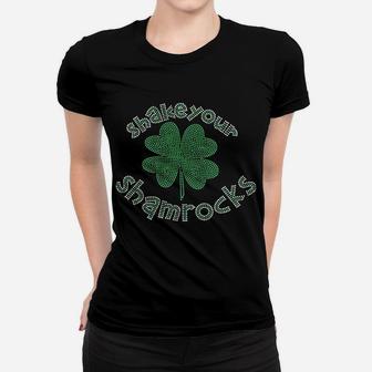 Rockeroo Boutique Shake Your Shamrocks Rhinestone St Patricks Day Women T-shirt - Thegiftio UK