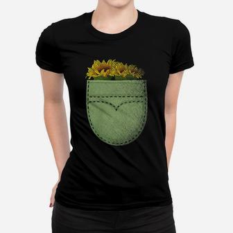 Romance Artsy Nature Floral Cute Pocket Flower Sunflower Women T-shirt | Crazezy
