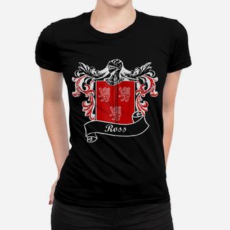 Ross Coat Of Arms Surname Last Name Family Crest Zip Hoodie Women T-shirt | Crazezy UK