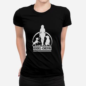 Rudel-Chefin Schwarzes Frauen Tshirt, Damen mit Hunde-Silhouetten - Seseable