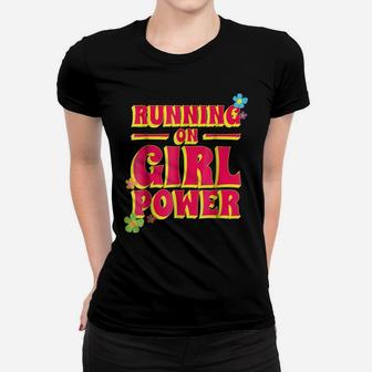 Running On Girl Power Tshirt Young Feminist Flower Power Women T-shirt | Crazezy DE