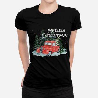 Rustic Retro Farm Car Truck Wagon Christmas Fir Tree Pajamas Women T-shirt | Crazezy DE