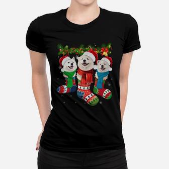 Samoyed In Christmas Socks Sweatshirt Women T-shirt | Crazezy CA