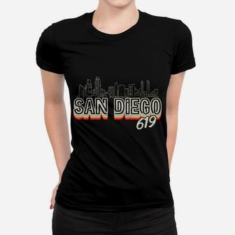 San Diego City Skyline 619 State Of California Vintage Retro Women T-shirt | Crazezy