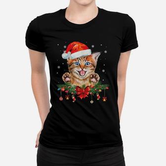 Santa Cat Holiday Christmas Graphic Cat Lovers Gifts Women T-shirt | Crazezy AU
