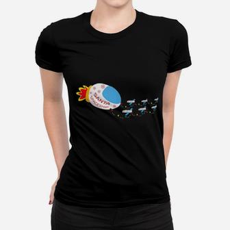 Santa Claus In Sleigh Spaceship Women T-shirt - Monsterry