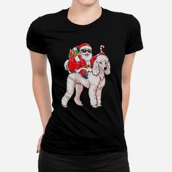 Santa Claus Riding Poodle Xmas Gifts Dog Women T-shirt - Monsterry UK
