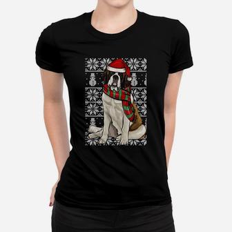 Santa Hat Xmas St Bernard Ugly Christmas Sweatshirt Women T-shirt | Crazezy AU