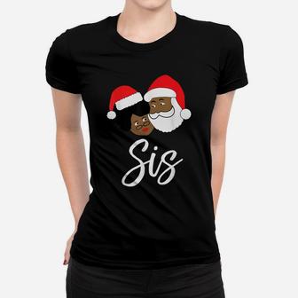Santa Mrs Claus Black African American Matching Sister Women T-shirt | Crazezy