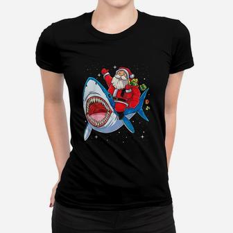 Santa Riding Shark Women T-shirt | Crazezy