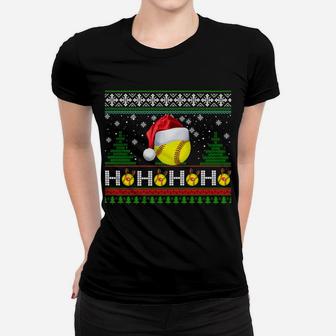 Santa Softball Ugly Christmas Sweater Softball Xmas Gift Women T-shirt | Crazezy AU