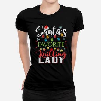 Santa's Favorite Knitting Lady Women T-shirt - Monsterry
