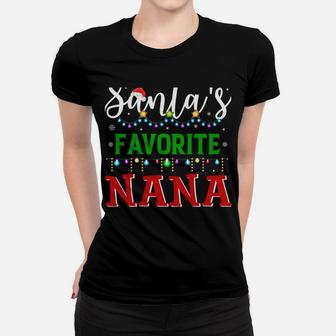 Santa's Favorite Nana Matching Family Christmas Pajamas Sweatshirt Women T-shirt | Crazezy