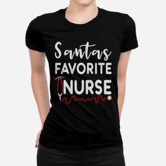 Santas Favorite Nurse Christma Santa Nurse Xmas Nursing Women T-shirt - Monsterry