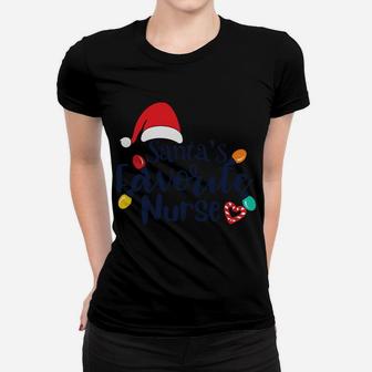 Santa's Favorite Nurse Medical Christmas Nursing Ugly Xmas Sweatshirt Women T-shirt | Crazezy