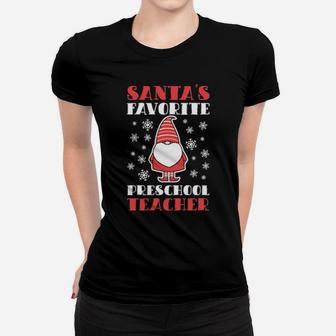 Santa's Favorite Preschool Teacher Women T-shirt - Monsterry