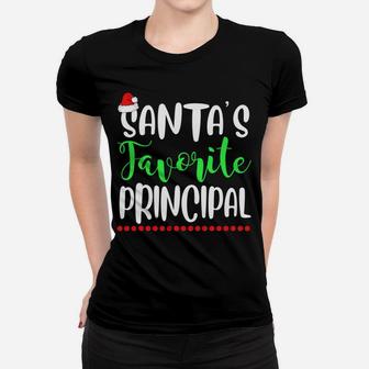 Santa's Favorite Principal School Gift Funny Xmas Sweatshirt Women T-shirt | Crazezy