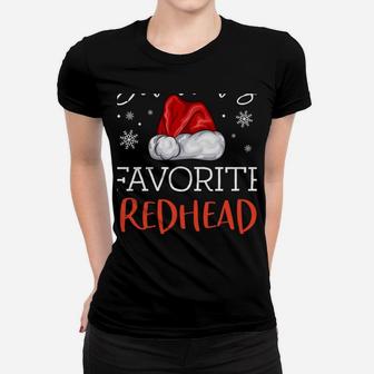 Santa's Favorite Redhead Funny Pajama Christmas Ginger Gift Women T-shirt | Crazezy