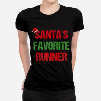 Santas Favorite Runner Funny Ugly Christmas Shirt Women T-shirt | Crazezy UK