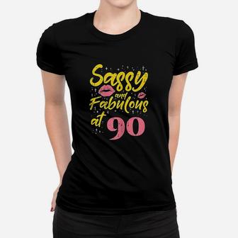 Sassy Fabulous 90 Year Old Happy 90Th Birthday Gift Women T-shirt | Crazezy CA