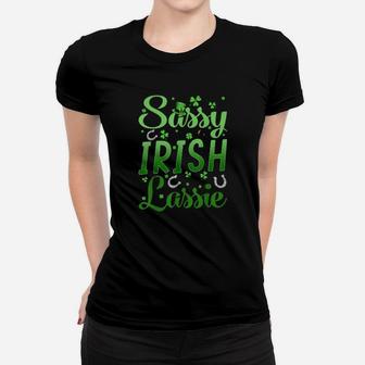 Sassy Irish Lassie St Patricks Day Shamrock Women T-shirt - Monsterry