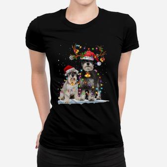 Schnauzer Reindeer Santa Hat Xmas Lights Christmas Xmas Dog Sweatshirt Women T-shirt | Crazezy DE