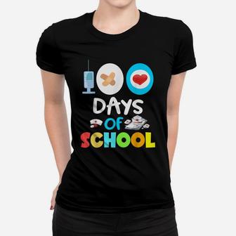 School Nurse 100 Days Of School Gift Teacher Student Nursing Women T-shirt | Crazezy CA