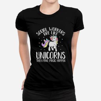 School Social Worker Fantasy Unicorns Women T-shirt - Thegiftio UK