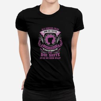 Schwarzes Damen-Frauen Tshirt, Januar-Geburtsmonat Slogan, Geschenkidee - Seseable