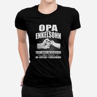 Schwarzes Frauen Tshirt Opa & Enkel, Verbundenheit Herzbotschaft Design - Seseable