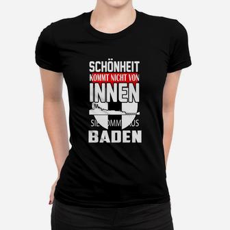 Schwarzes Frauen Tshirt Schönheit aus Baden, Lustiges Spruch Tee - Seseable