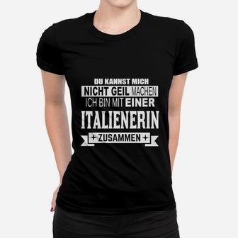 Schwarzes Herren-Frauen Tshirt Zusammen mit einer Italienerin, Lustiges Spruch-Design - Seseable