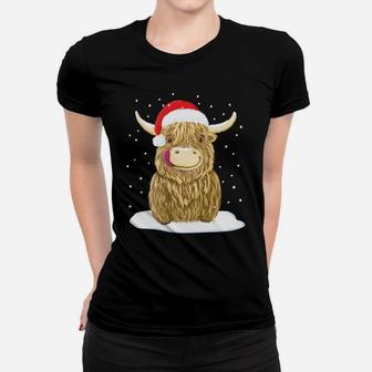 Scottish Highland Cow Christmas Snow Sweatshirt Women T-shirt | Crazezy UK