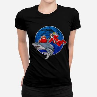 Scuba Diving Santa With Shark Women T-shirt - Monsterry