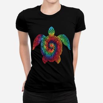 Sea Turtle Ocean Tie Dye Rainbow Hippie Costume Hippy Gift Women T-shirt | Crazezy