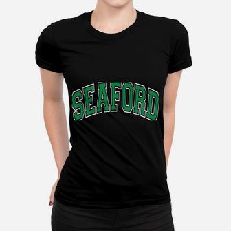 Seaford Ny Varsity Style Green Text Women T-shirt | Crazezy CA