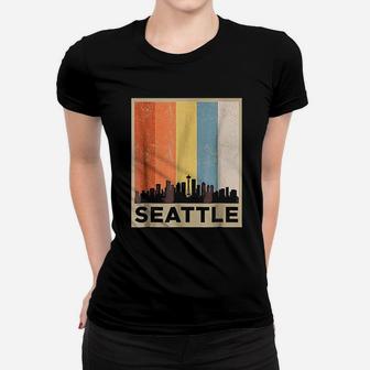 Seattle City Skyline Retro Vintage Women T-shirt | Crazezy