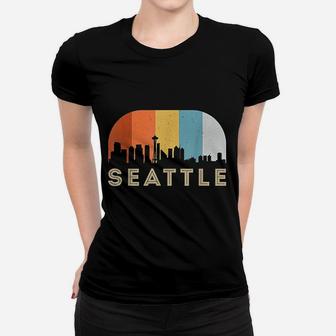 Seattle Washington Vintage Skyline Women T-shirt | Crazezy UK