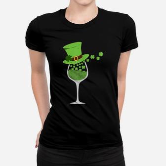 Shamrock Wine Glass St Patrick Day Irish Gift For Men-Women Women T-shirt | Crazezy
