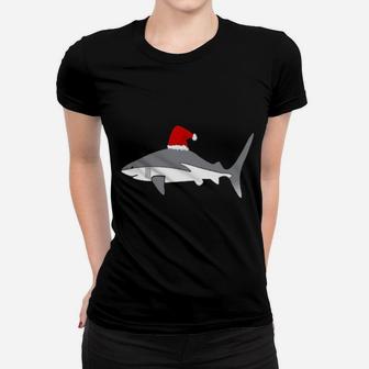 Shark Santa Hat Fin Women T-shirt - Monsterry