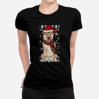 Shiba Inu Dog Santa Hat Xmas Ugly Christmas Sweatshirt Women T-shirt | Crazezy UK