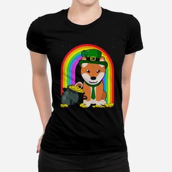 Shiba Inu Rainbow Irish Clover St Patrick Day Dog Gift Women T-shirt - Monsterry AU