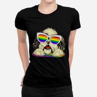 Shih Tzu Dog Gay Pride Flag Sunglasses Lgbt Dog Lovers Women T-shirt - Monsterry DE