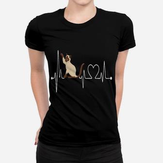 Siamese Cat Heartbeat Ekg Funny Cat & Kitten Lovers Gift Women T-shirt | Crazezy